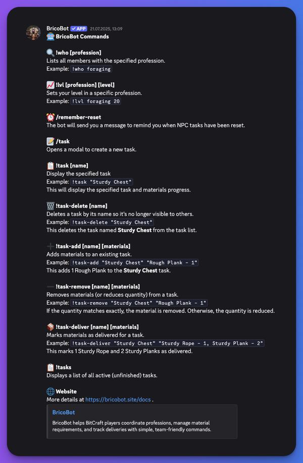 Building BricoBot: My Journey with a BitCraft Discord Bot in Go